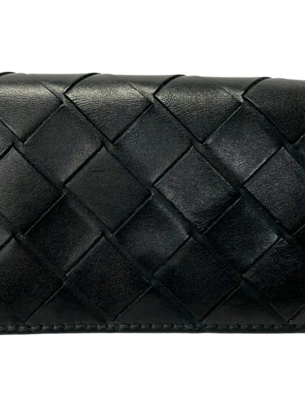BOTTEGA VENETA Intrecciato Black Leather P********* Trifold Wallet